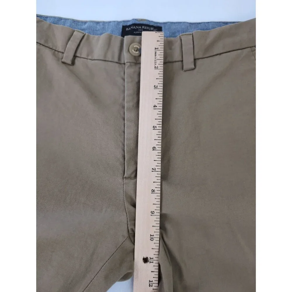 Banana Republic Aiden Chino‎ Pants Mens 31x32 Khaki Slim Fit Flat Front Preppy